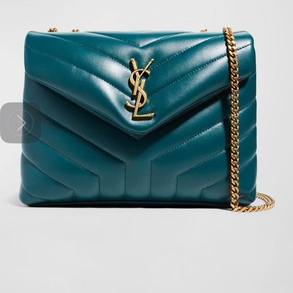 Saint Laurent Teal Quilted Lou Lou small green leather Bag. Prinstine. - Picture 1 of 9